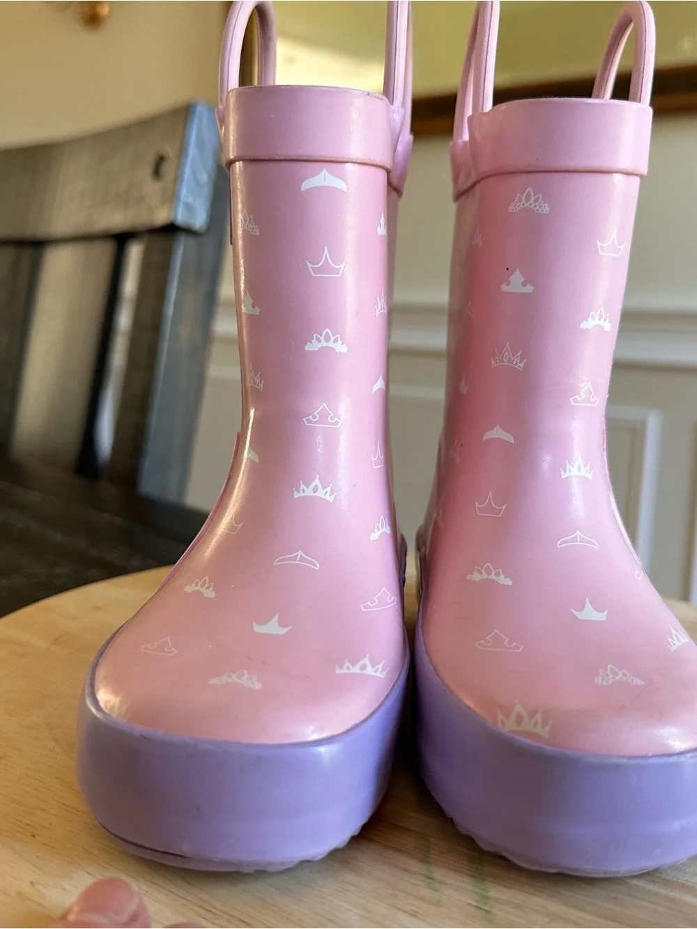 Disney princess waterproof rain boots- pink and purple- size 5/6